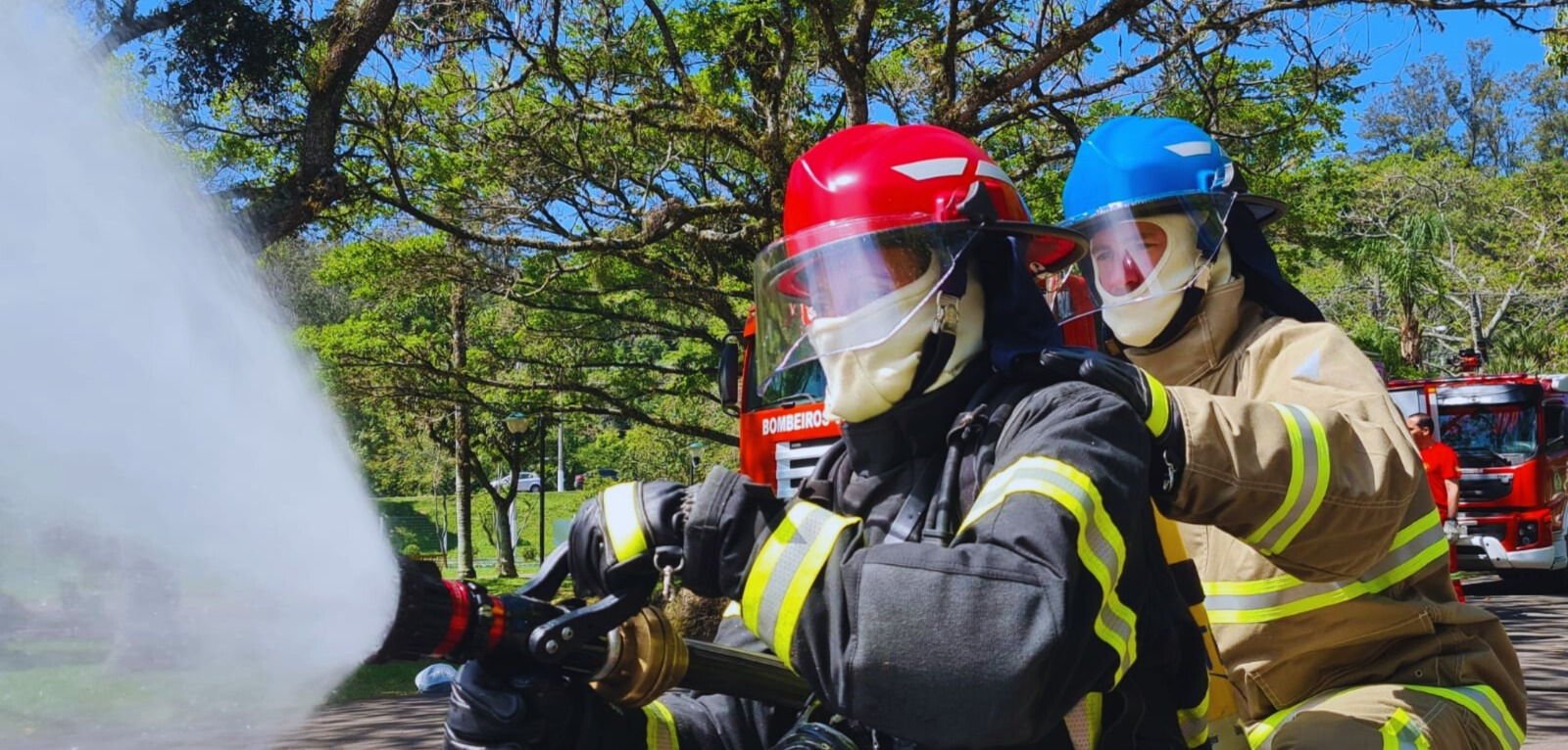 Profissionais de resgate reunidos usando a plataforma