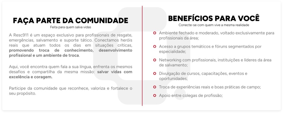 Rede profissional no resgate